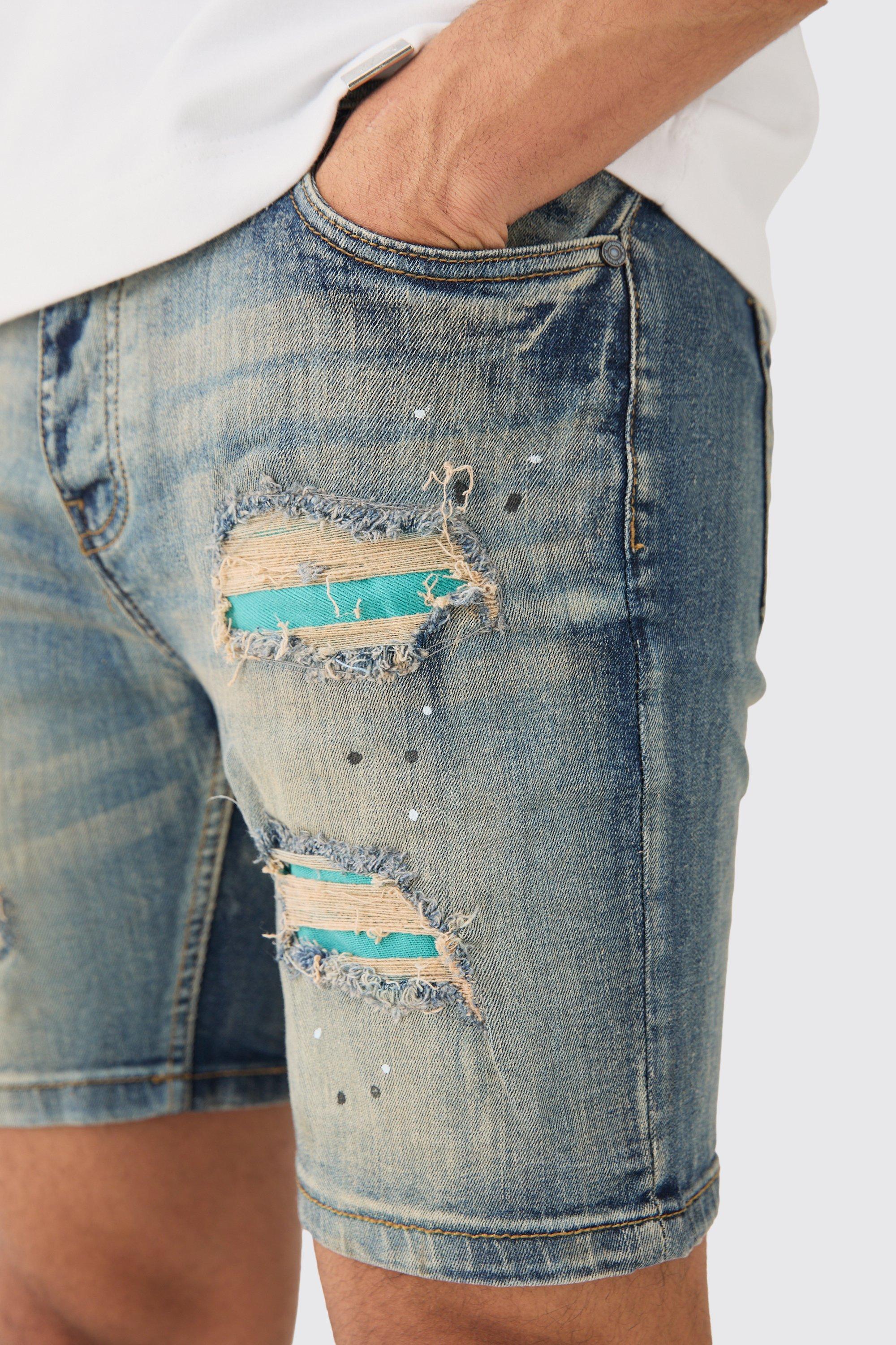 Paint splatter hot sale denim shorts